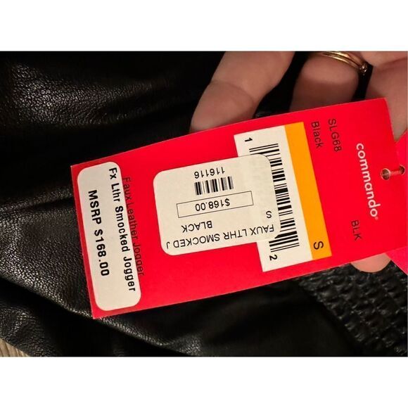 C58 Commando NWT Faux Leather Smocked Joggers Women’s Size Small - Picture 8 of 11